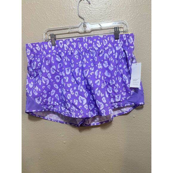 All In Motion Women’s‎ 3” Running Shorts Large Purple Leopard Zip Pocket NWT - Picture 11 of 12